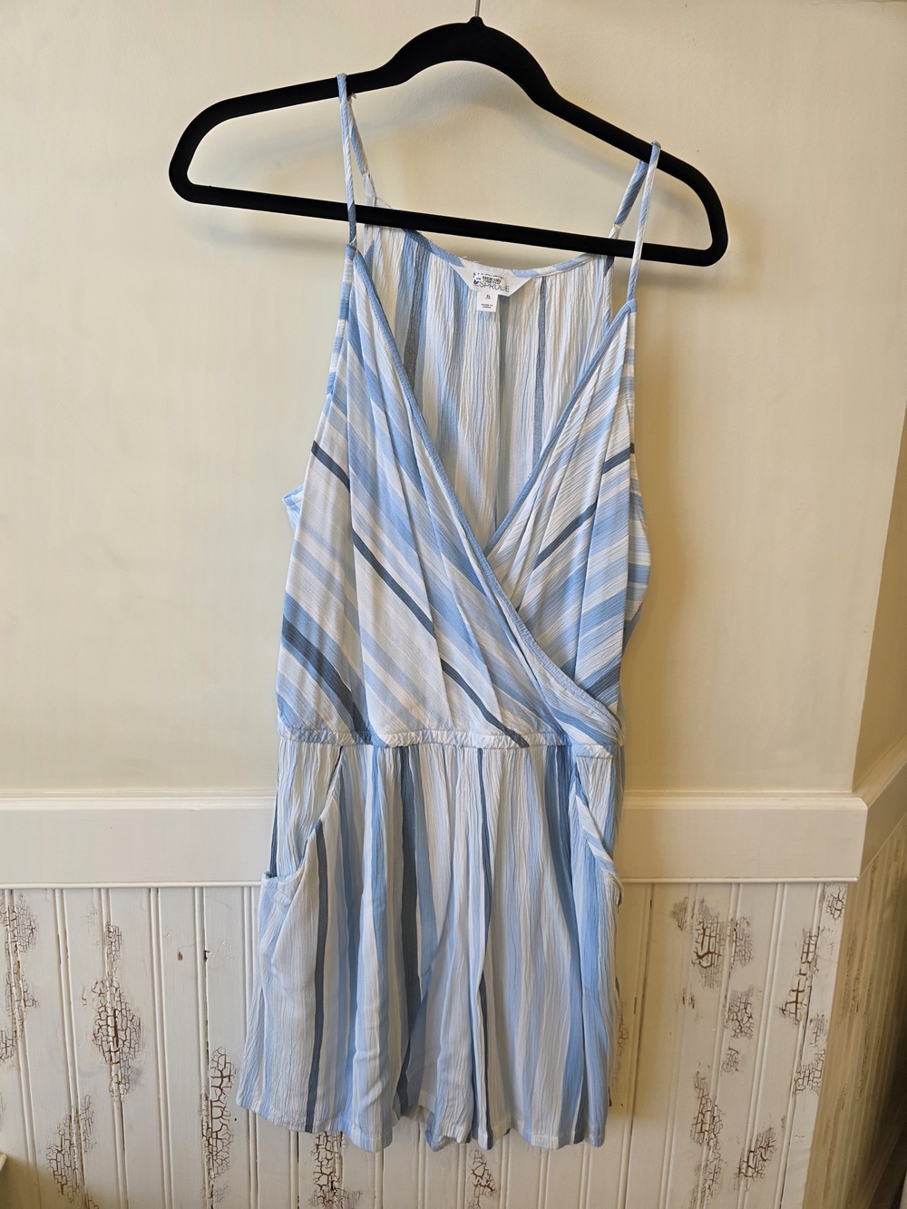 Market & Spruce Blue and White Striped Sleeveless Romper